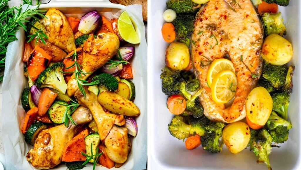 Sheet pan lemon garlic chicken and vegetables