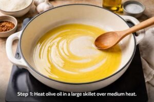 One-Pot Taco Rice with Ground Beef (My Go-To Weeknight Comfort Dinner) 6 Heat olive oil in a large skillet over medium heat for taco rice