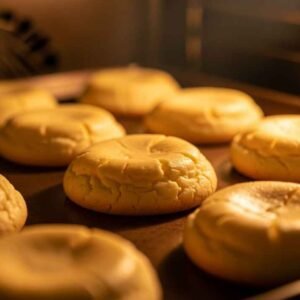 Churro Cheesecake Cookies Recipe 16 churro cheesecake cookies baking in oven