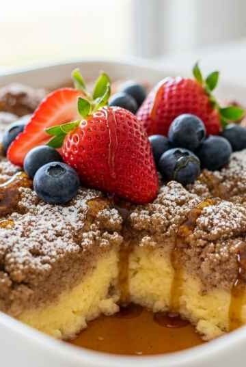 Barefoot Contessa Baked French Toast Casserole, close up