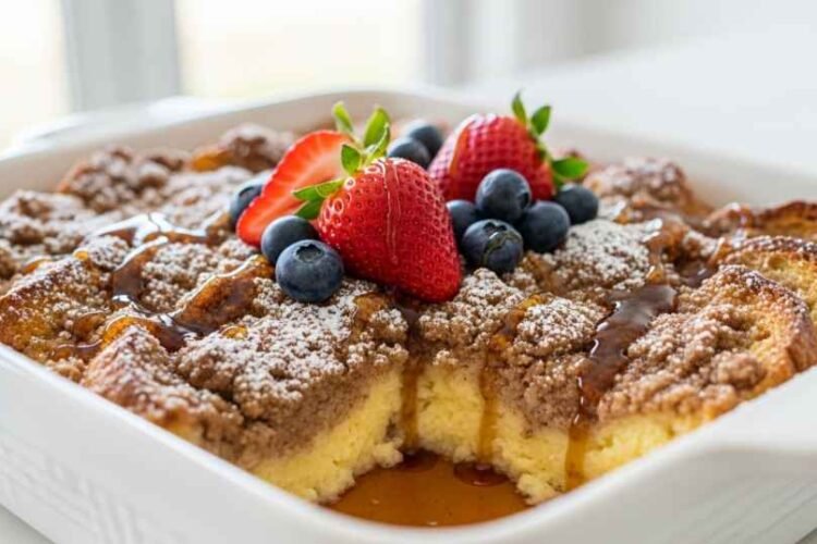 Barefoot Contessa Baked French Toast Casserole, close up