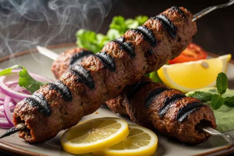 Bihari Kabab Recipe Shan Masala 1 Juicy Bihari kabab made with Shan masala served with onions and chutney.