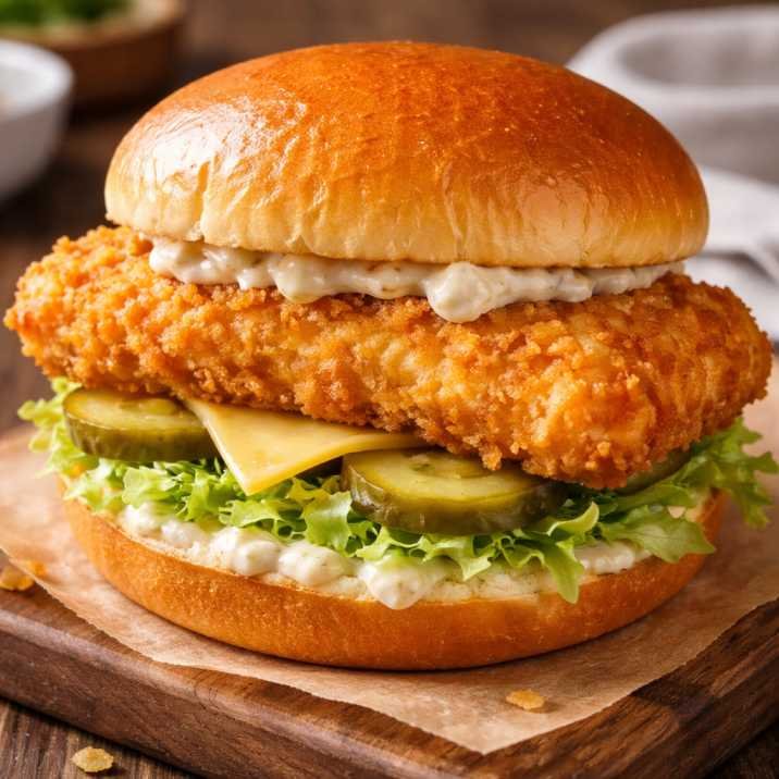 Easy Carl’s Jr Fish Sandwich Recipe 3 Crispy Carl’s Jr fish sandwich with golden fried fillet, cheese, lettuce and tartar sauce
