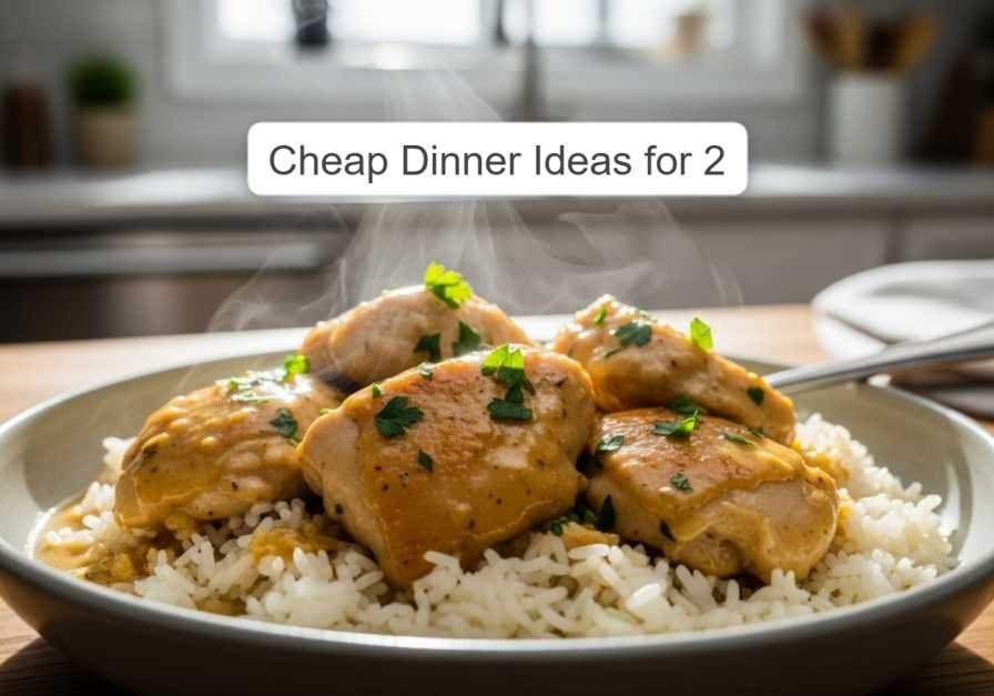 Cheap Dinner Ideas for 2 (That Don’t Feel Cheap at All) 10 creamy garlic chicken skillet with rice, easy, cheap dinner for 2