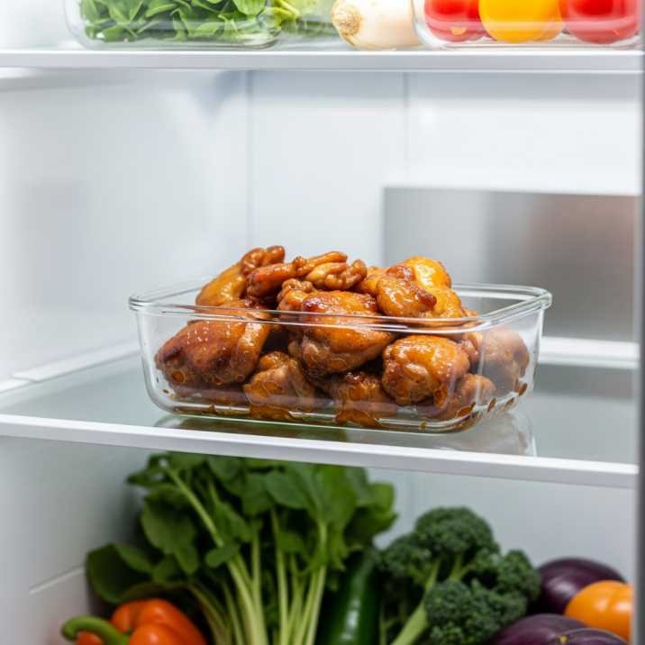 Storing Japanese cherry blossom chicken in airtight container in refrigerator