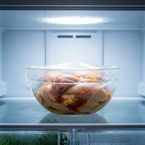 Los Pollos Hermanos Fried Chicken Recipe 11 chicken marinating fridge covered bowl