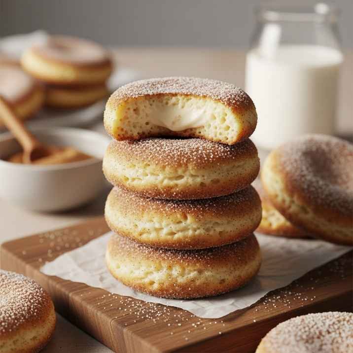 Churro Cheesecake Cookies Recipe 9 Churro cheesecake cookies with creamy filling inside