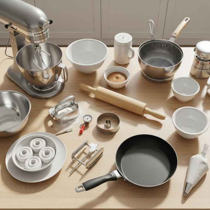 equipment for making churro cheesecake donuts