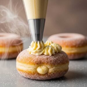 filling donuts with cheesecake cream