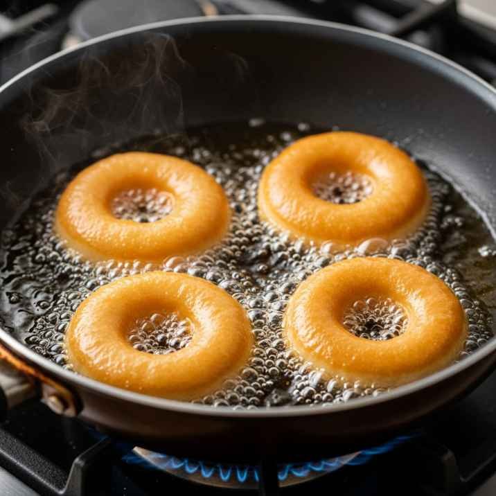donuts frying in hot oil