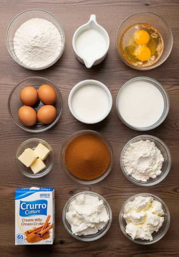 ingredients for churro cheesecake donuts