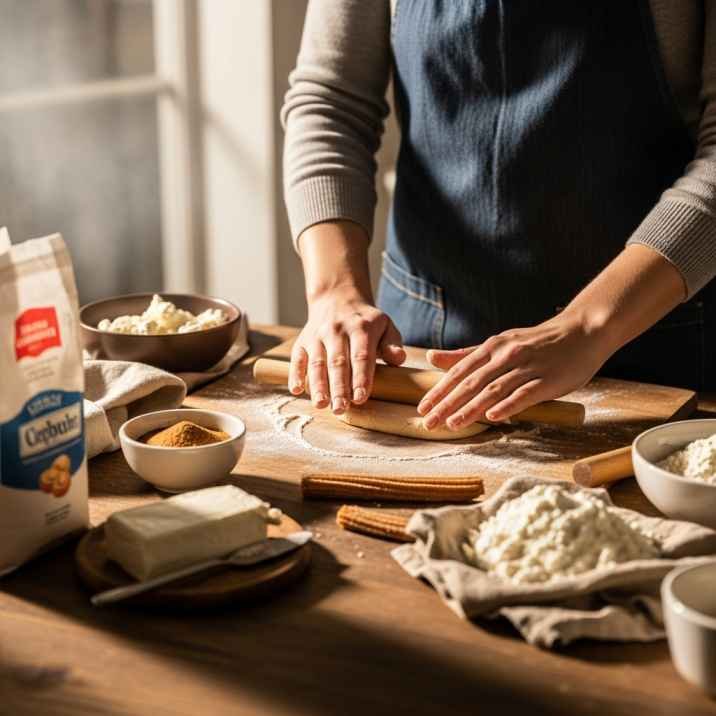 making churro cheesecake donuts at home