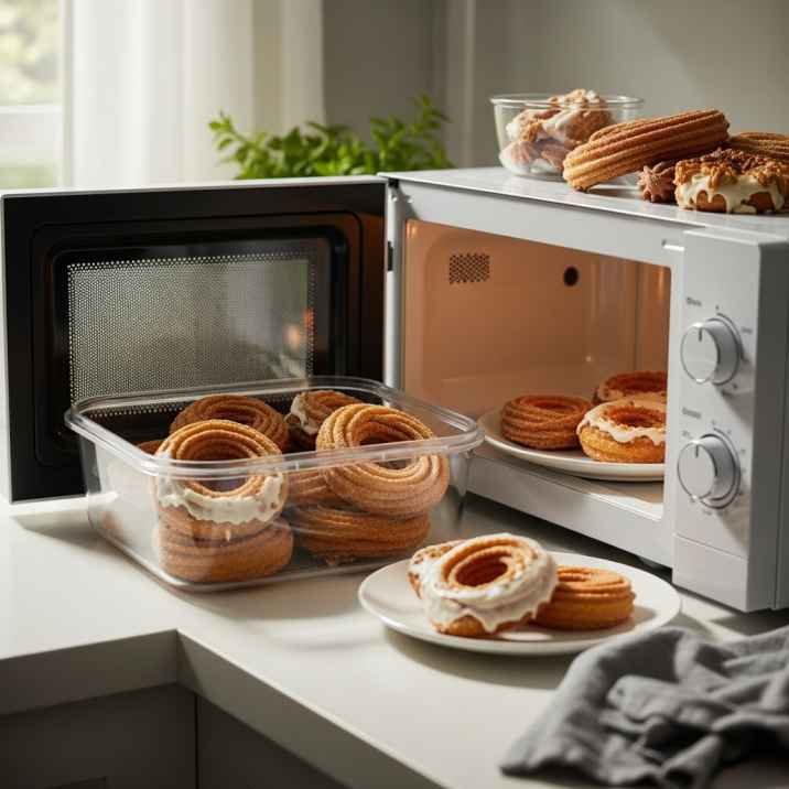 storing and reheating churro cheesecake donuts