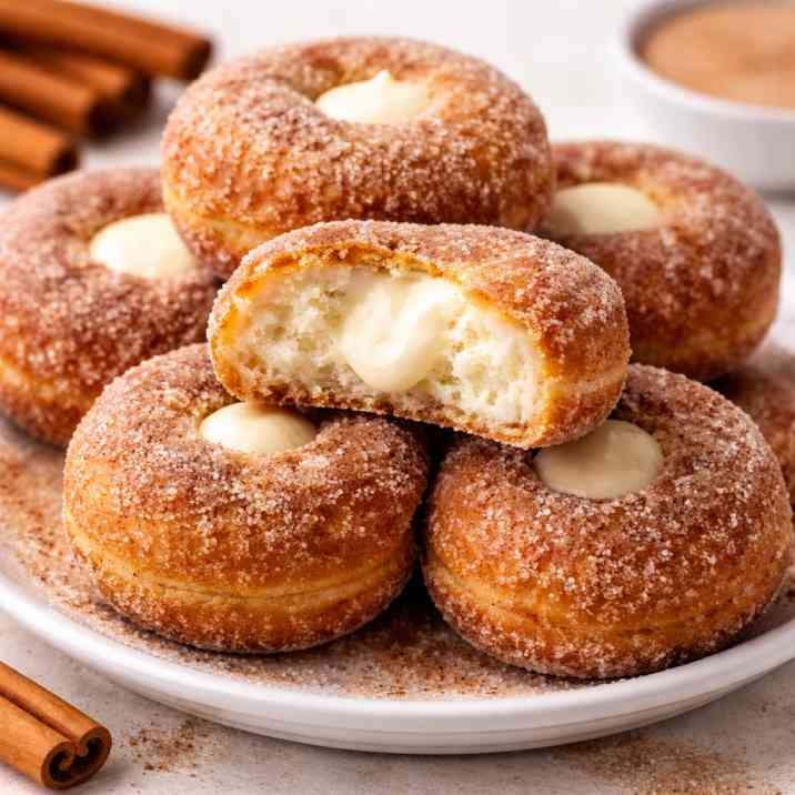 churro cheesecake donuts with creamy center