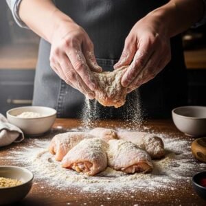 Los Pollos Hermanos Fried Chicken Recipe 14 coating chicken flour mix press