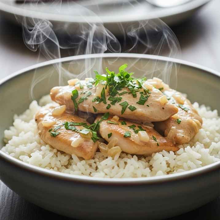 Cheap Dinner Ideas for 2 (That Don’t Feel Cheap at All) 8 creamy garlic chicken with rice ready to serve