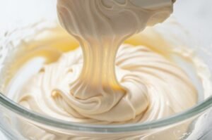 Vanilla Macaron with Chocolate Ganache Recipe 7 folding macaron batter until smooth lava consistency