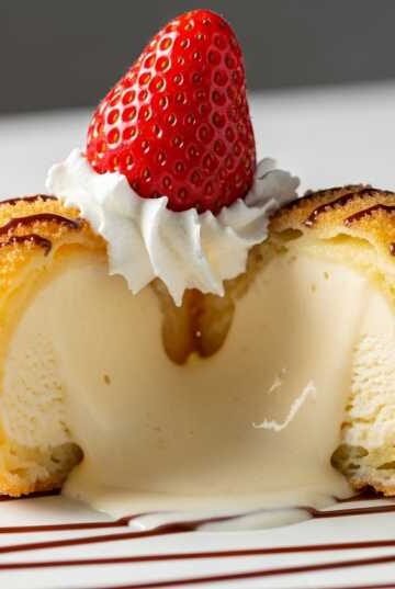 Japanese fried ice cream recipe crispy outside creamy inside with chocolate sauce and whipped cream