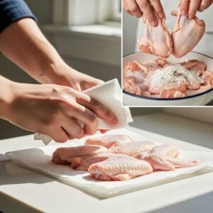 preparing chicken wings with seasoning