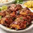 Molokai chicken recipe with grilled glazed chicken, rice and pineapple