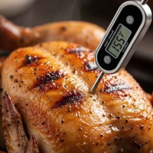 checking chicken temperature 165 degrees