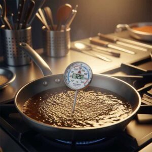 Los Pollos Hermanos Fried Chicken Recipe 15 Oil heated to correct temperature for frying chicken