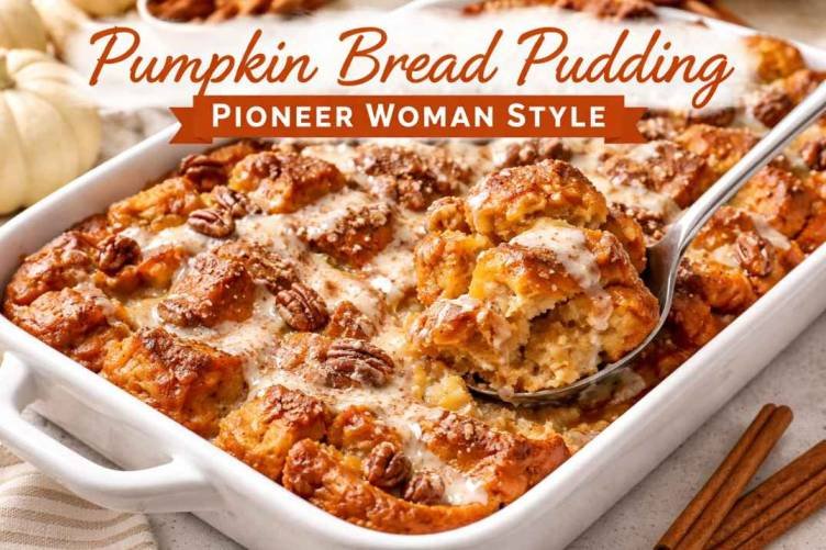 Pumpkin bread pudding pioneer woman style dessert