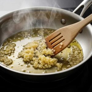 Cheap Dinner Ideas for 2 (That Don’t Feel Cheap at All) 15 saute garlic in pan for sauce