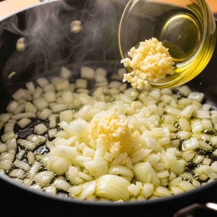 Mexican Soup with Ground Beef and Potatoes Recipe 5 Sauteing onion and garlic