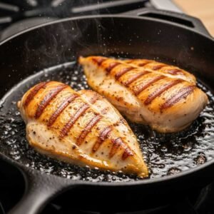 Cheap Dinner Ideas for 2 (That Don’t Feel Cheap at All) 14 Searing chicken in a skillet until golden brown for dinner recipe