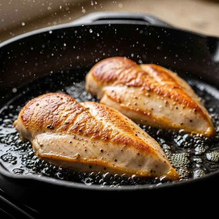 Cheap Dinner Ideas for 2 (That Don’t Feel Cheap at All) 5 searing chicken in skillet until golden brown