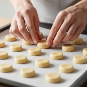 shaping cookie dough for ice cream sandwich cookies