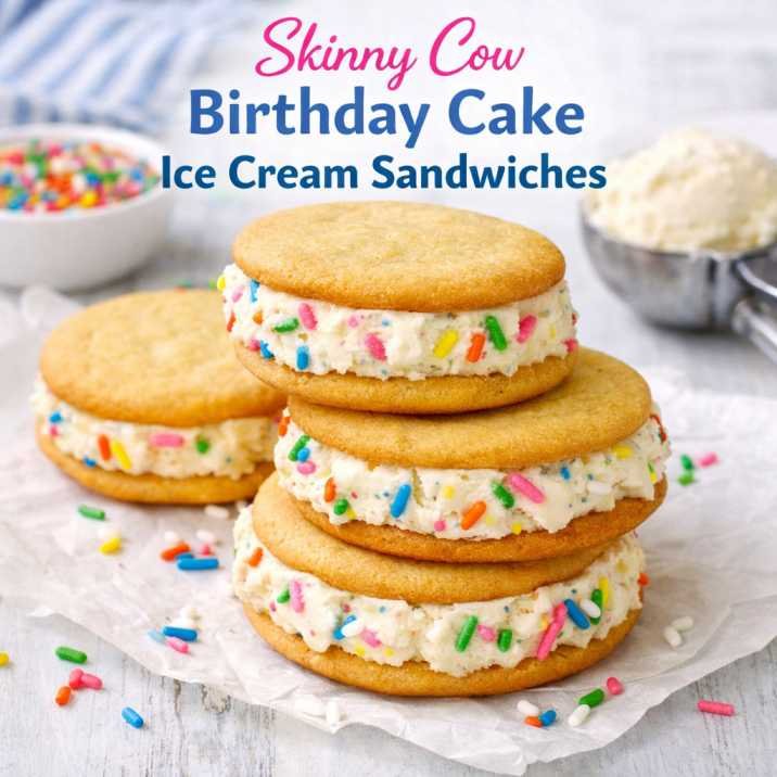 Skinny cow birthday cake ice cream sandwich with sprinkles