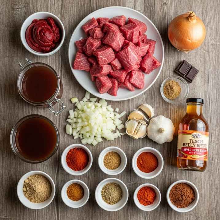 ingredients for Texas Pepper Belly Pete chili