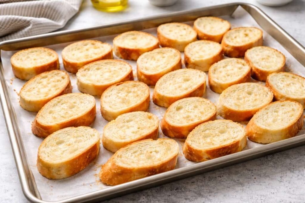 toasting bread slices in oven for capirotada recipe
