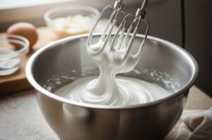 Vanilla Macaron with Chocolate Ganache Recipe 6 vanilla macaron meringue stiff peaks.jpg