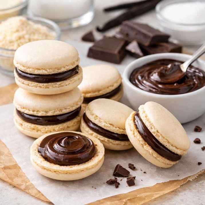 Vanilla Macaron with Chocolate Ganache Recipe 3 vanilla macaron with chocolate ganache