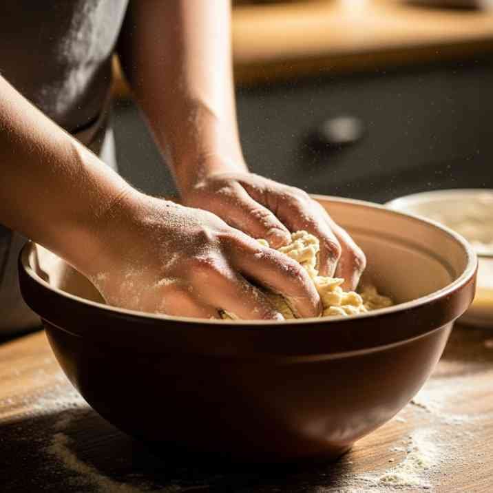 Homemade Alabama Hot Pockets Recipe You’ll Love 8 kneading dough for alabama hot pockets in bowl