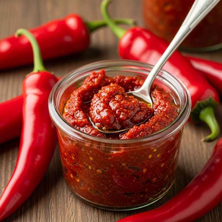 Best Calabrian Steak and Shrimp Bucatini Recipe (Easy & Creamy Pasta) 15 calabrian chili paste in jar with red peppers