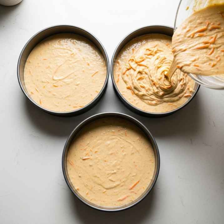 Best Saltgrass Carrot Cake Recipe – Ultra Moist Copycat Version 6 Carrot cake batter is evenly spread in cake pans before baking