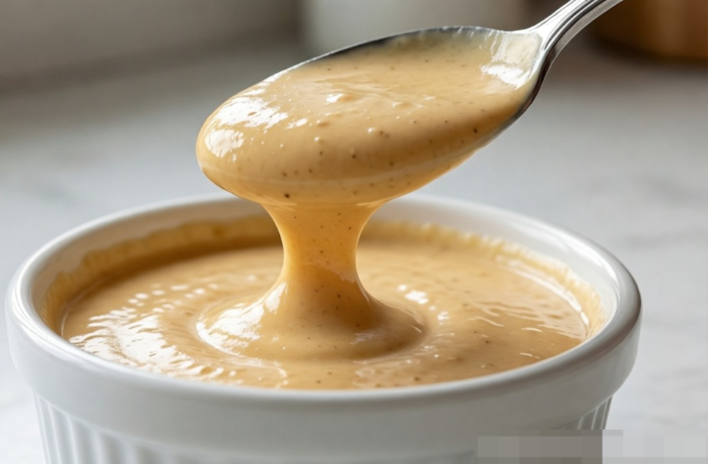 close up texture of copycat IHOP sauce recipe creamy and smooth