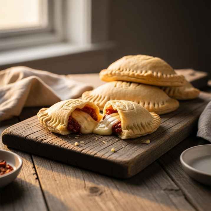 Homemade Alabama Hot Pockets Recipe You’ll Love 3 homemade Alabama hot pockets on rustic table