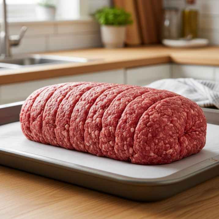 Shaping meatloaf into loaf before baking