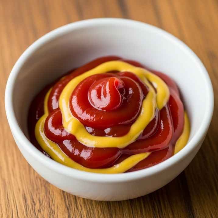 Preparing glaze for meatloaf with ketchup and sugar
