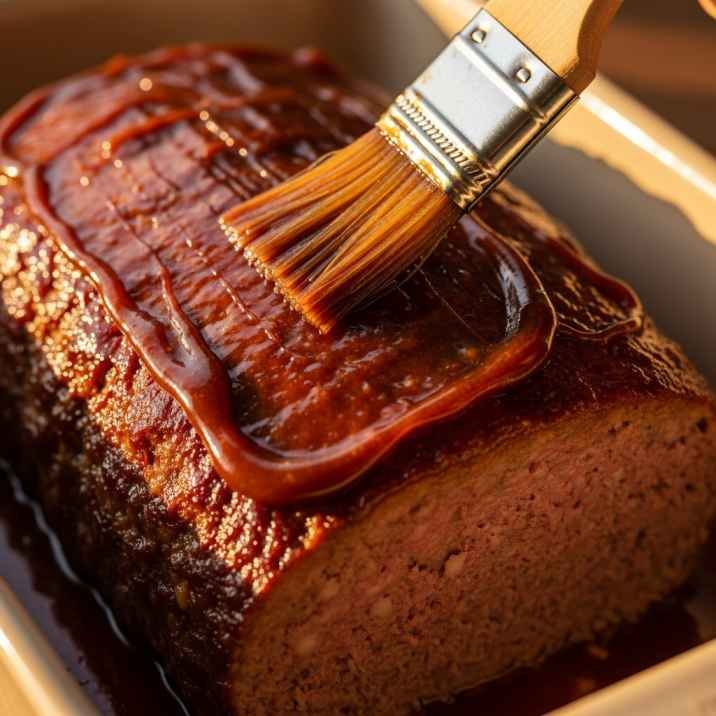 Adding final glaze to meatloaf before finishing bake