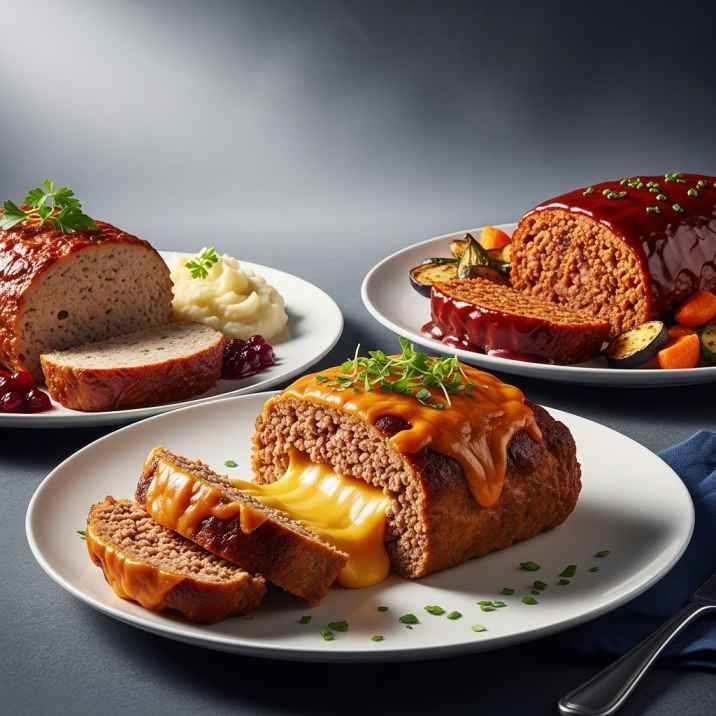 Different meatloaf variations including cheese BBQ and turkey