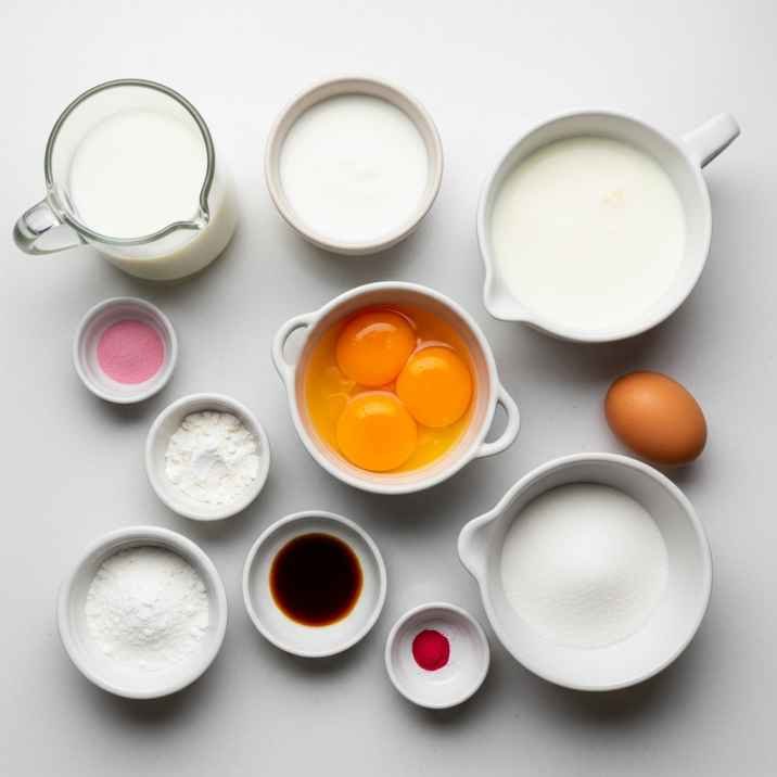 Easy Tubby Custard Recipe (Creamy Pink Dessert at Home) 4 tubby custard recipe ingredients milk eggs sugar cream