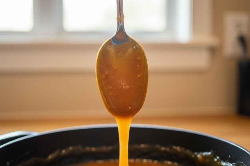 wingstop hawaiian sauce final thick glossy texture coating spoon without dripping