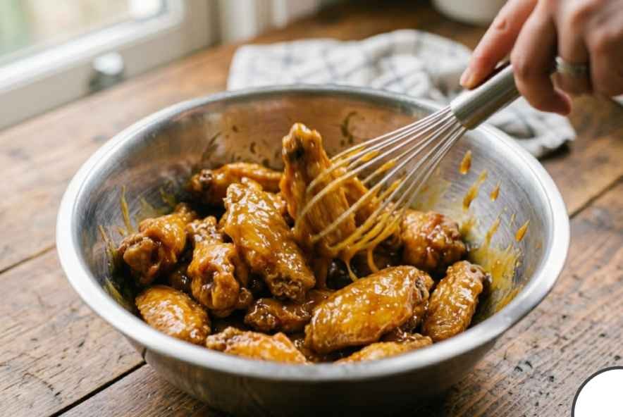 crispy chicken wings coated in homemade wingstop hawaiian sauce with sweet and tangy glaze
