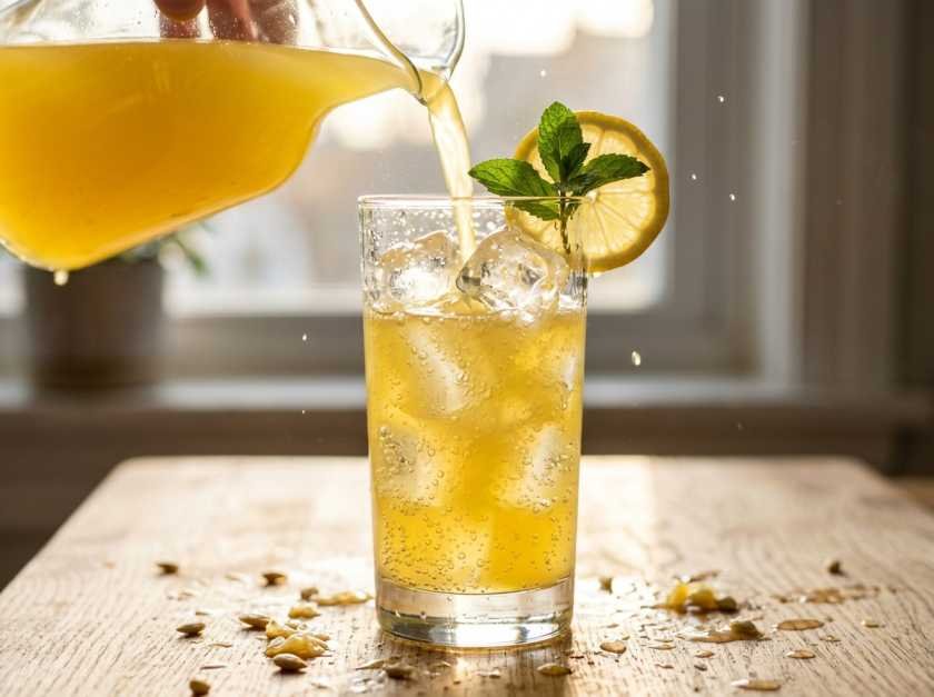 Panera Charged Lemonade Recipe: How I Finally Made a Safer, Better Version at Home 12 pouring homemade charged lemonade over ice final step3 2